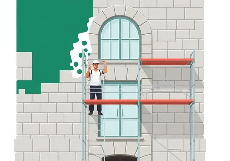 Ravalement de façade en pierre, nettoyage et application d'enduit