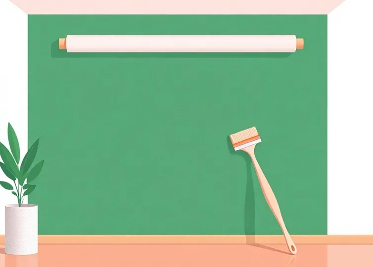 Pose de papier peint, rouleau et brosse à maroufler
